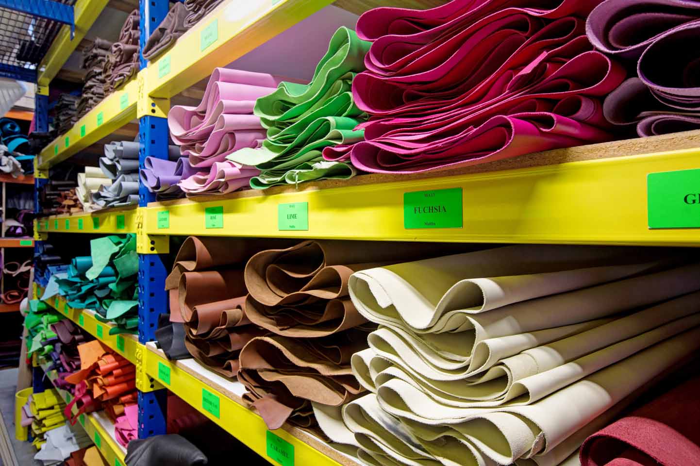 Hide House View of 2 Shelves of Hides